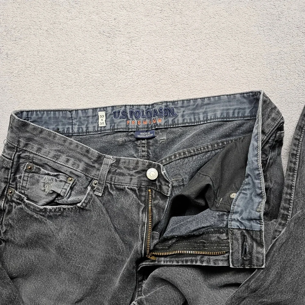 US Polo Assn Premium Denim Jeans Mens 33x30 Gray Straight Leg Faded Casual